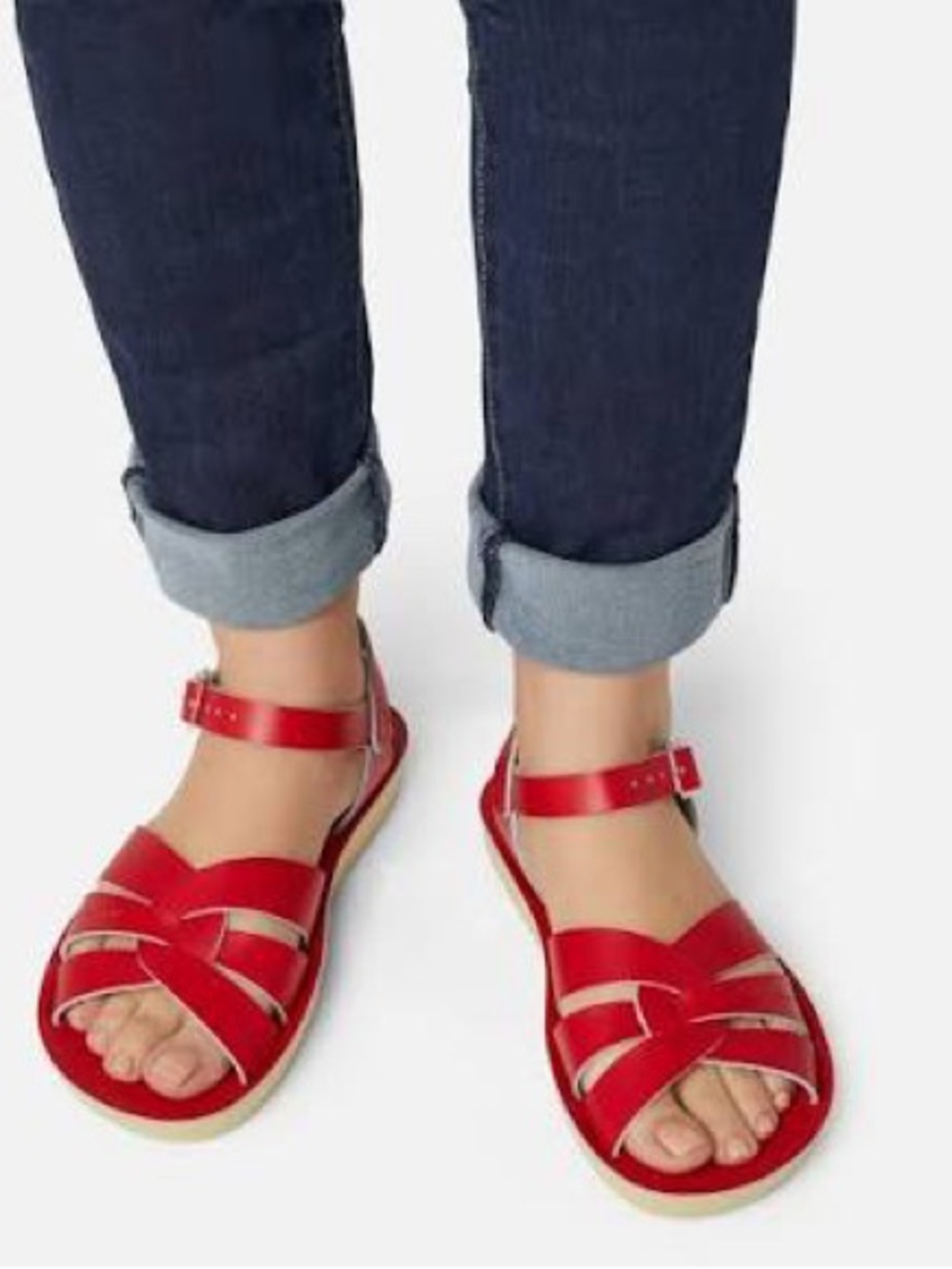 Red Leather Saltwater Sandals - size 4 (women’s 6)